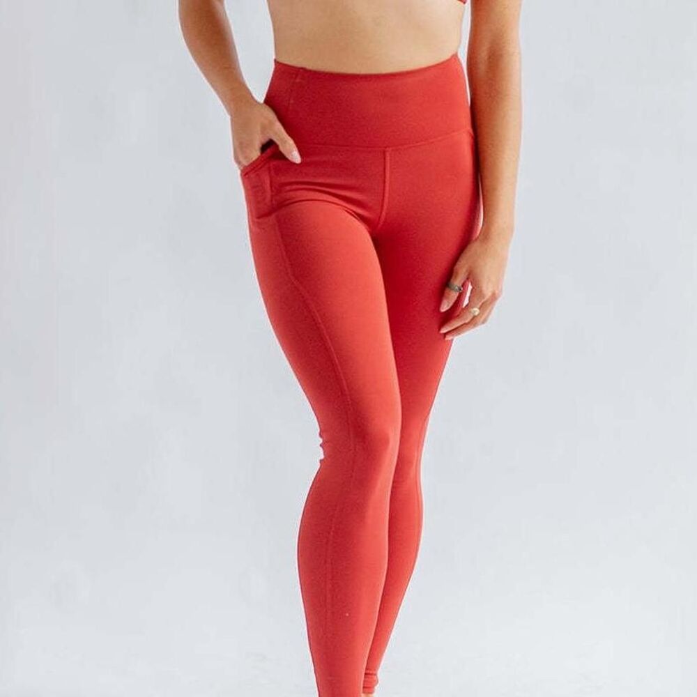 Girlfriend Collective Orange Compressive Pocket Leggings XL High Rise EUC